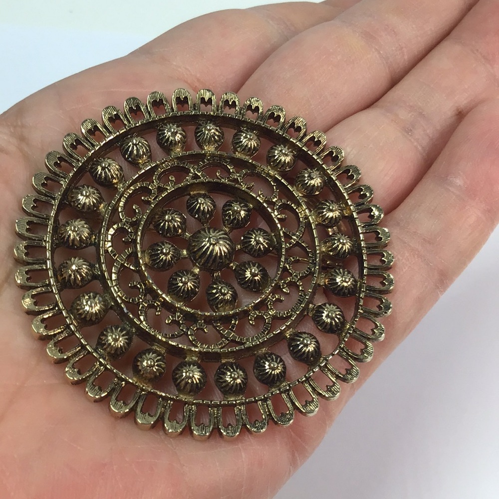 Vintage Gold Mandalla Brooch Signed Coventry Canada collectible jewelry timeless